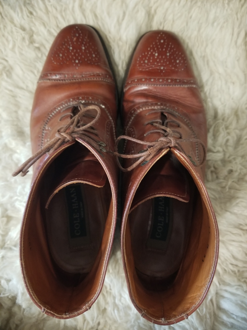 Vintage Leather COLE HAAN Chukka Brogue Men's Boots in Cognac Brown - Picture 4 of 6